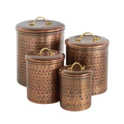 Food Storage Old Dutch 4-Piece Hammered Antique Copper Canister Set -Honey Can Do Shop antique copper old dutch kitchen canisters 1843 44 1000