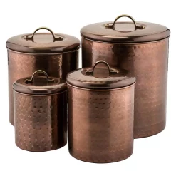 Food Storage Old Dutch 4-Piece Hammered Antique Copper Canister Set -Honey Can Do Shop antique copper old dutch kitchen canisters 1843 4f 1000