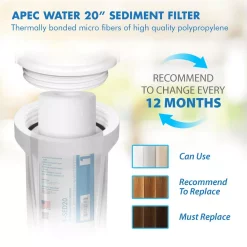 Replacement Water Filters APEC Water Systems Commercial Grade 20 In. X 2.5 In., 5 Micron High Capacity Sediment Pre-Filter 9 Replacement Water Filters APEC Water Systems Commercial Grade 20 In. X 2.5 In., 5 Micron High Capacity Sediment Pre-Filter -Honey Can Do Shop apec water systems replacement water filters 1 sed20 1f 1000