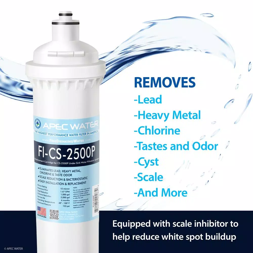 Water Filtration Systems APEC Water Systems CS-Series 5,000 Gal. Replacement Filter For CS-2500P Under-Counter Water Filtration System With Scale Inhibitor 4 Water Filtration Systems APEC Water Systems CS-Series 5,000 Gal. Replacement Filter For CS-2500P Under-Counter Water Filtration System With Scale Inhibitor - Image 2