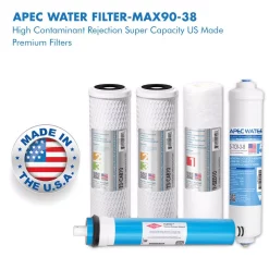 Water Filtration Systems APEC Water Systems ULTIMATE Complete Replacement Filter Set For 90 GPD Reverse Osmosis System With Upgraded 3/8″D Tubing Quick Dispense -Honey Can Do Shop apec water systems replacement water filters filter max90 38 e1 1000
