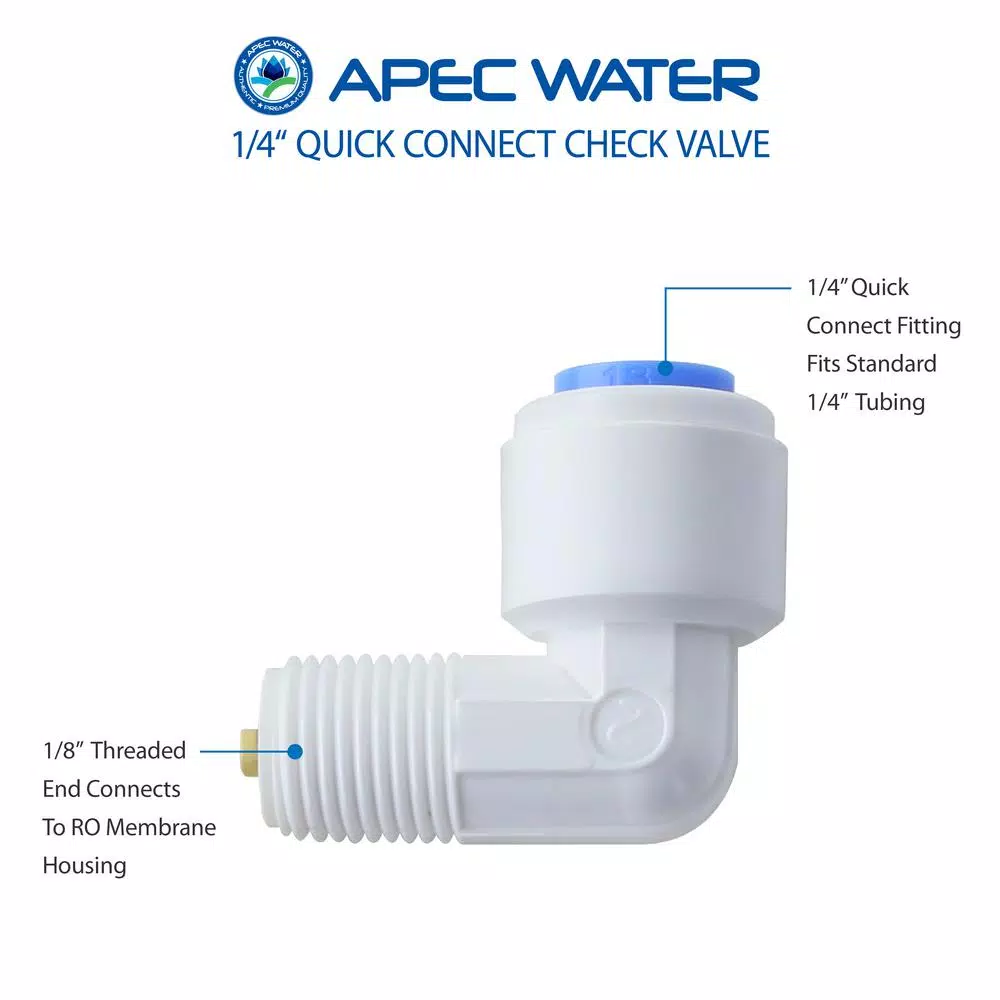 Water Filter Parts APEC Water Systems 1/4 In. Quick Connect Check Valve For Reverse Osmosis Water Filtration System 4 Water Filter Parts APEC Water Systems 1/4 In. Quick Connect Check Valve For Reverse Osmosis Water Filtration System - Image 2