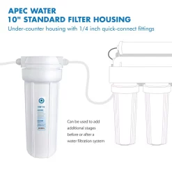 Water Filter Parts APEC Water Systems 10 In. White Industry Standard Filter Housing With 1/4 In. John Guest Quick Connect Fittings -Honey Can Do Shop apec water systems water filter parts hw 10 66 1000
