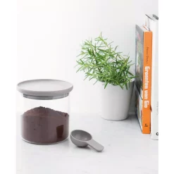 Food Storage BergHOFF Leo 5 In. X 5 In. Gray Glass Food Container With Spoon 11 Food Storage BergHOFF Leo 5 In. X 5 In. Gray Glass Food Container With Spoon -Honey Can Do Shop berghoff kitchen canisters 3950137 44 1000