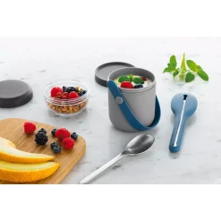 Food Storage BergHOFF Grey And Blue Dual Lunch Box Leo To-Go Set And Flatware Set -Honey Can Do Shop berghoff lunch boxes lunch bags 3950235 4f 1000