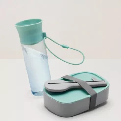 Food Storage BergHOFF Grey And Green Water Bottle Flatware And Bento Box Leo Lunch Set -Honey Can Do Shop berghoff lunch boxes lunch bags 3950255 31 1000