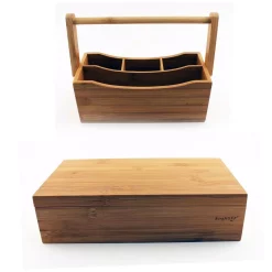 Countertop Storage BergHOFF Bamboo Tea Box And Flatware Caddy Set