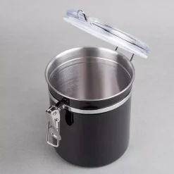 Food Storage Creative Home Set Of 4-Pieces Black Stainless Steel Canister Storage Container With Air Tight Lid And Locking Clamp -Honey Can Do Shop black creative home kitchen canisters 50279 1f 1000