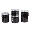 Food Storage Creative Home Set Of 4-Pieces Black Stainless Steel Canister Storage Container With Air Tight Lid And Locking Clamp -Honey Can Do Shop black creative home kitchen canisters 50279 64 1000