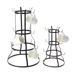 Countertop Storage LITTON LANE Set Of 2 Industrial Iron Mug Rack