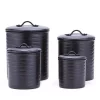 Food Storage Old Dutch 4-Piece Wave In Matte Black Stainless-Steel Canister Set With Fresh Seal Covers 1 Food Storage Old Dutch 4-Piece Wave In Matte Black Stainless-Steel Canister Set With Fresh Seal Covers -Honey Can Do Shop black old dutch kitchen canisters 2143mb 64 1000