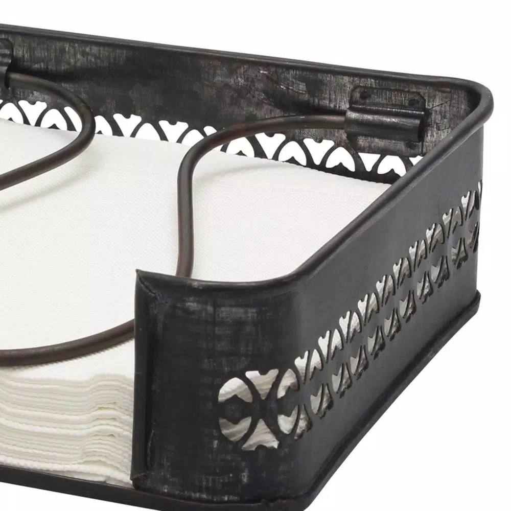 Countertop Storage Stonebriar Collection 7 In. X 2 In. Graphite And Rust Metal Napkin Holder 4 Countertop Storage Stonebriar Collection 7 In. X 2 In. Graphite And Rust Metal Napkin Holder - Image 2