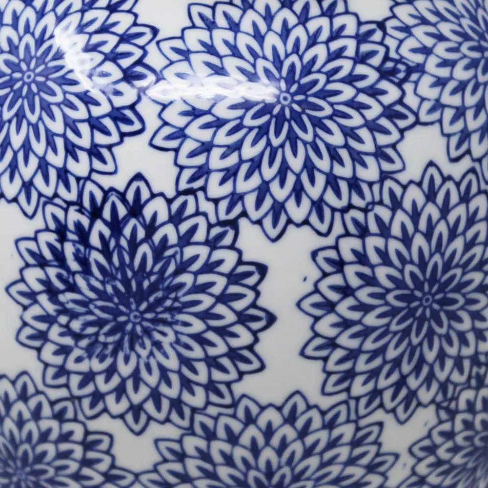 Food Storage Benjara Blue And White Ceramic Temple Jar With Covered Top Lid 6 Food Storage Benjara Blue And White Ceramic Temple Jar With Covered Top Lid - Image 4