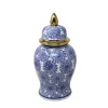 Food Storage Benjara Blue And White Ceramic Temple Jar With Covered Top Lid -Honey Can Do Shop blue and white benjara kitchen canisters bm187996 64 1000