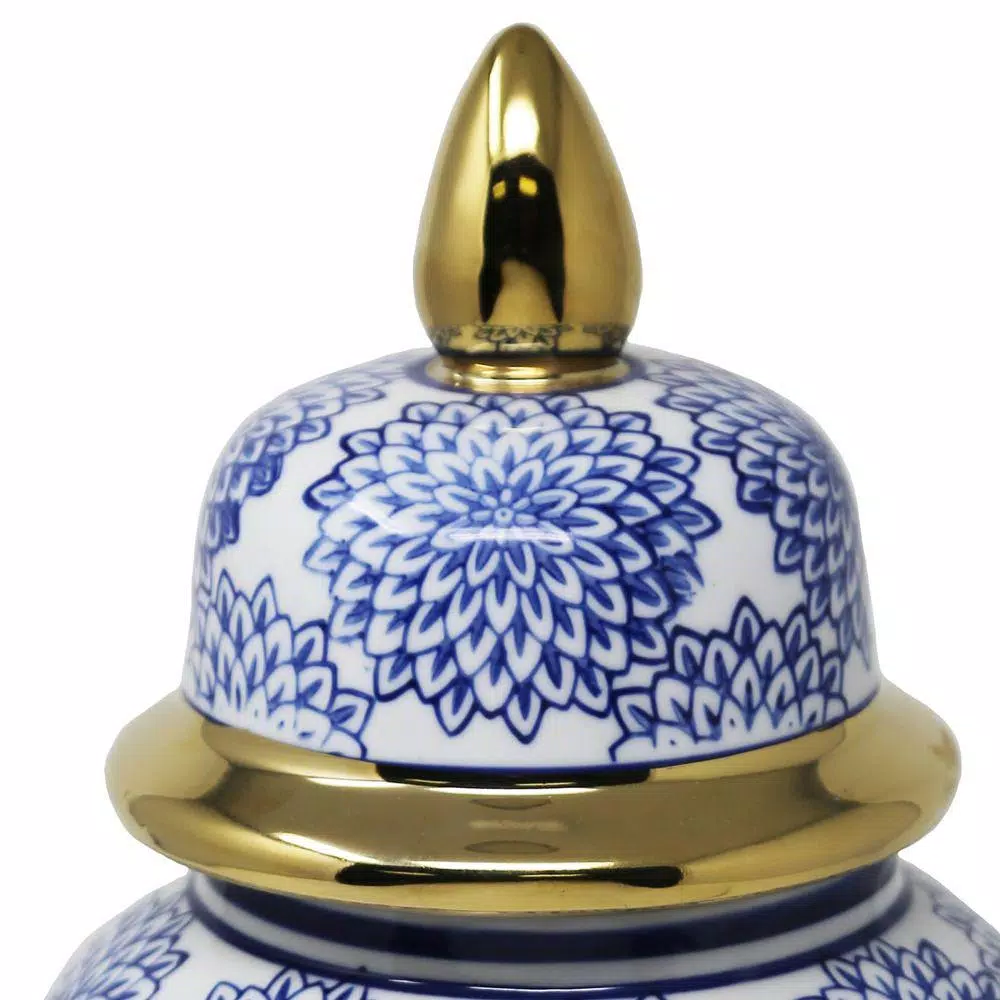 Food Storage Benjara Blue And White Ceramic Temple Jar With Covered Top Lid 4 Food Storage Benjara Blue And White Ceramic Temple Jar With Covered Top Lid - Image 2