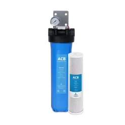 Water Filtration Systems Express Water Whole House 1-Stage Water Filtration System – Charcoal Carbon Filter With Pressure Gauge, Easy Release, 1 In. Connection