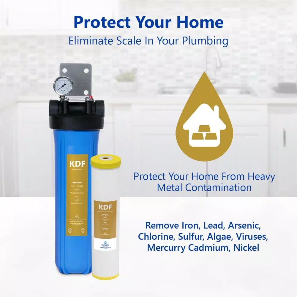 Water Filtration Systems Express Water Whole House 1-Stage Water Filtration System – Heavy Metal KDF Filter – Pressure Gauge, Easy Release, 1 In. Connections 4 Water Filtration Systems Express Water Whole House 1-Stage Water Filtration System – Heavy Metal KDF Filter – Pressure Gauge, Easy Release, 1 In. Connections - Image 2