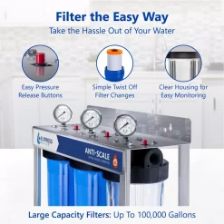 Water Filtration Systems Express Water Express Water 3 Stage Whole House Water Filtration System – Sediment, PHO, Carbon – Includes Pressure Gauges And More -Honey Can Do Shop blue express water whole house water filters wh300scps 40 1000