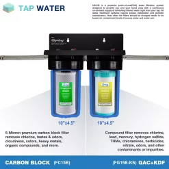 Water Filtration Systems ISPRING 10 In. X 4.5 In. Heavy Duty 2-Stage Undersink Water Filtration System With Premium Carbon Filter And Direct Connect Hose -Honey Can Do Shop blue ispring under sink water filters us21b 1f 1000