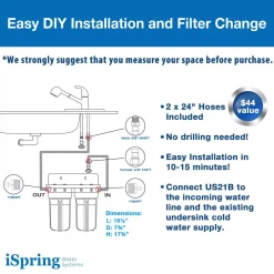 Water Filtration Systems ISPRING 10 In. X 4.5 In. Heavy Duty 2-Stage Undersink Water Filtration System With Premium Carbon Filter And Direct Connect Hose -Honey Can Do Shop blue ispring under sink water filters us21b 44 1000