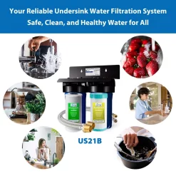 Water Filtration Systems ISPRING 10 In. X 4.5 In. Heavy Duty 2-Stage Undersink Water Filtration System With Premium Carbon Filter And Direct Connect Hose -Honey Can Do Shop blue ispring under sink water filters us21b fa 1000