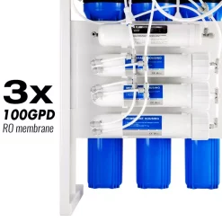 Water Filtration Systems ISPRING Workhorse 300 GPD Commercial Grade Reverse Osmosis Water Filtration System W/ Booster Pump And Oversized Pre RO Filters -Honey Can Do Shop blue metalic ispring reverse osmosis systems rcb3p 4f 1000