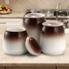 Food Storage Elama Toasted Coconut 3-Piece Ceramic Canister Set With Ceramic Tops 2 Food Storage Elama Toasted Coconut 3-Piece Ceramic Canister Set With Ceramic Tops -Honey Can Do Shop brown elama kitchen canisters 985112008m 64 1000