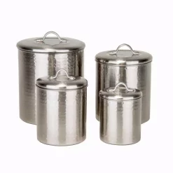 Food Storage Old Dutch 4-Piece Hammered Canister Set In Brushed Nickel