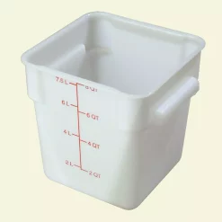 Carlisle 8 Qt. Polyethylene Square Food Storage Container In White, Lid Not Included (Case Of 6)