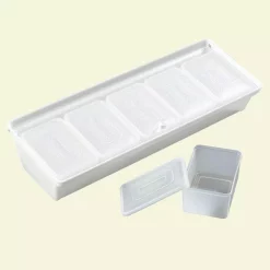 Food Storage Carlisle Bar Condiment Caddy With Five 1.25 Pt. Inserts And Lid In White