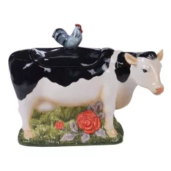 Countertop Storage Certified International Farmhouse Multi-Colored 11.25 In. 3-D Cow Cookie Jar