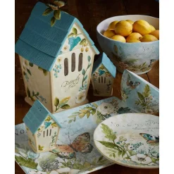 Countertop Storage Certified International 88 Oz. Nature Garden 3-D Birdhouse Multicolored Cookie Jar