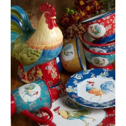 Countertop Storage Certified International 64 Oz. Morning Bloom 3-D Rooster Multicolored Cookie Jar