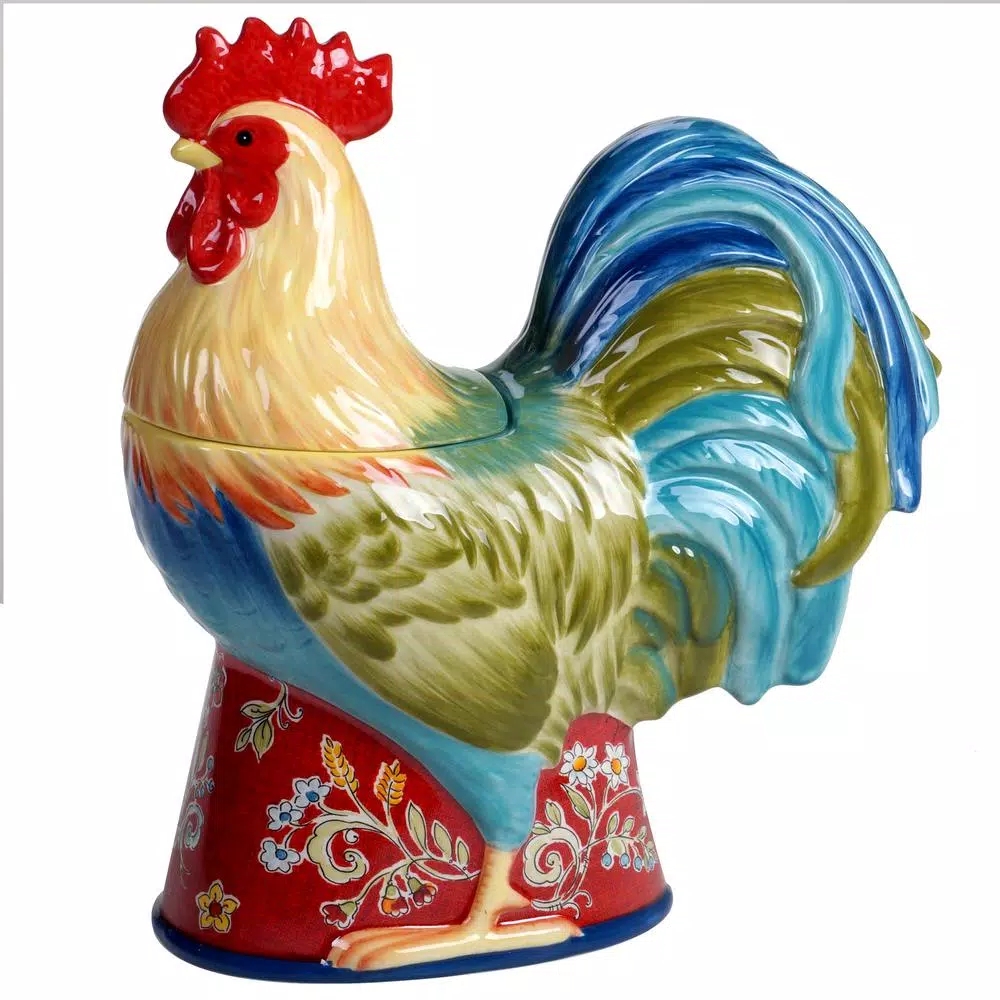 Countertop Storage Certified International 64 Oz. Morning Bloom 3-D Rooster Multicolored Cookie Jar 5 Countertop Storage Certified International 64 Oz. Morning Bloom 3-D Rooster Multicolored Cookie Jar - Image 3