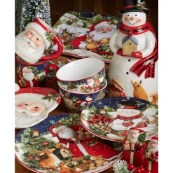 Countertop Storage Certified International 72 Oz. Magic Of Christmas Snowman Multicolored Earthenware Santa Cookie Jar