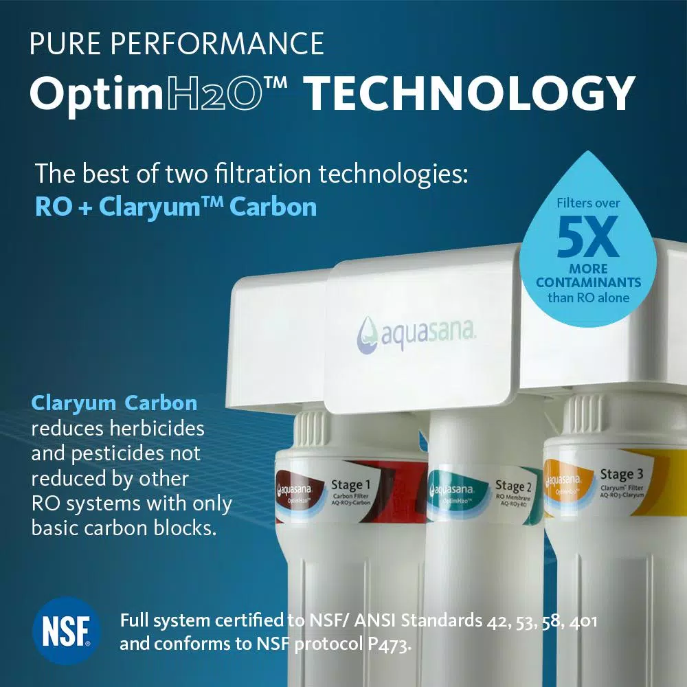 Water Filtration Systems Aquasana OptimH2O Reverse Osmosis Claryum Under-Counter Water Filtration System With Chrome Finish Faucet 15 Water Filtration Systems Aquasana OptimH2O Reverse Osmosis Claryum Under-Counter Water Filtration System With Chrome Finish Faucet - Image 13