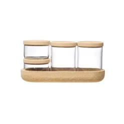 Food Storage 3R Studios 4-Piece Glass Containers With Cork Lids And Tray