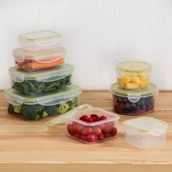 Food Storage Honey-Can-Do 16-Piece Clear Locking Plastic Food Container Set