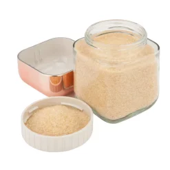 Food Storage Honey-Can-Do 3-Piece 550ml, 1100ml And 1700ml Square Glass Storage Jar Set With Rose Gold With Twist Lids -Honey Can Do Shop clear honey can do kitchen canisters kch 06479 4f 1000