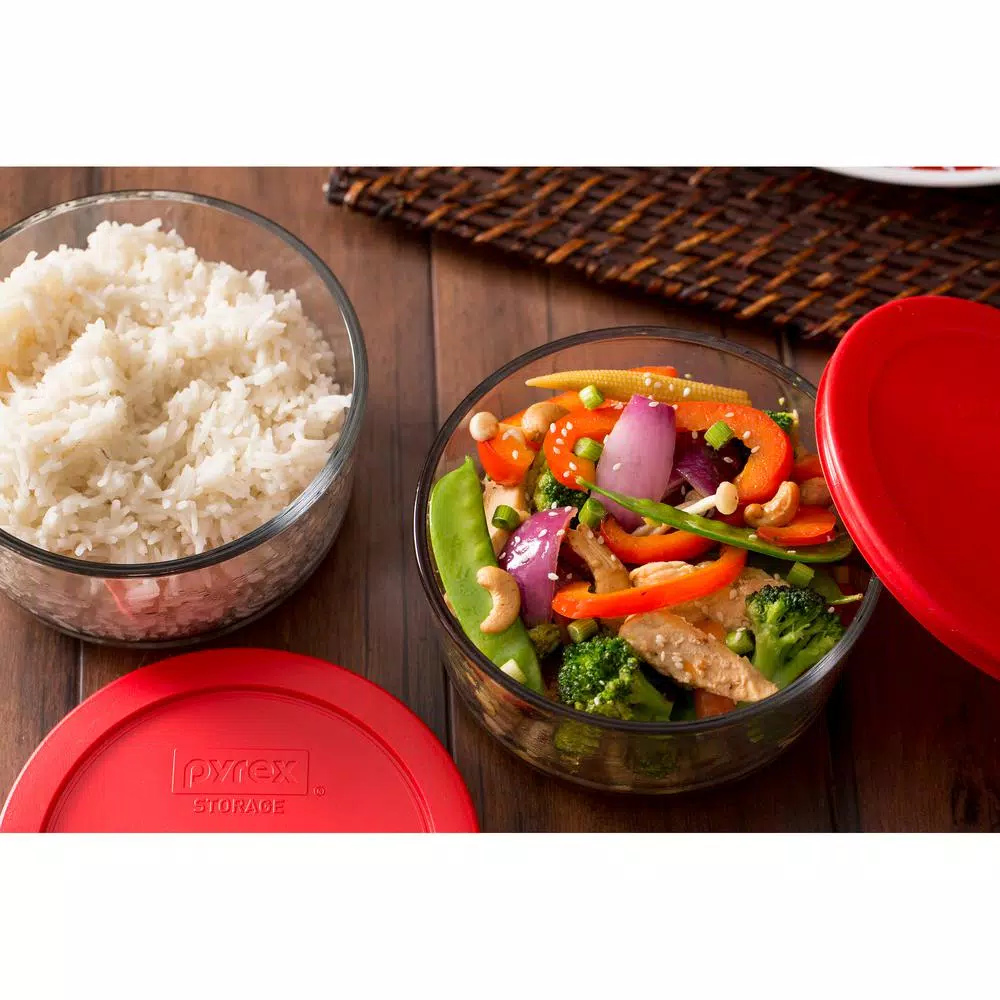 Food Storage Pyrex Simply Store 6-Piece Round Glass Storage Set With Red Lids 3 Food Storage Pyrex Simply Store 6-Piece Round Glass Storage Set With Red Lids - Image 2