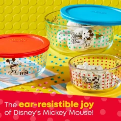 Food Storage Pyrex Mickey Mouse The True Original 6-Piece Decorated Glass Storage Container Set With Lids -Honey Can Do Shop clear pyrex food storage containers 1141054 1d 1000
