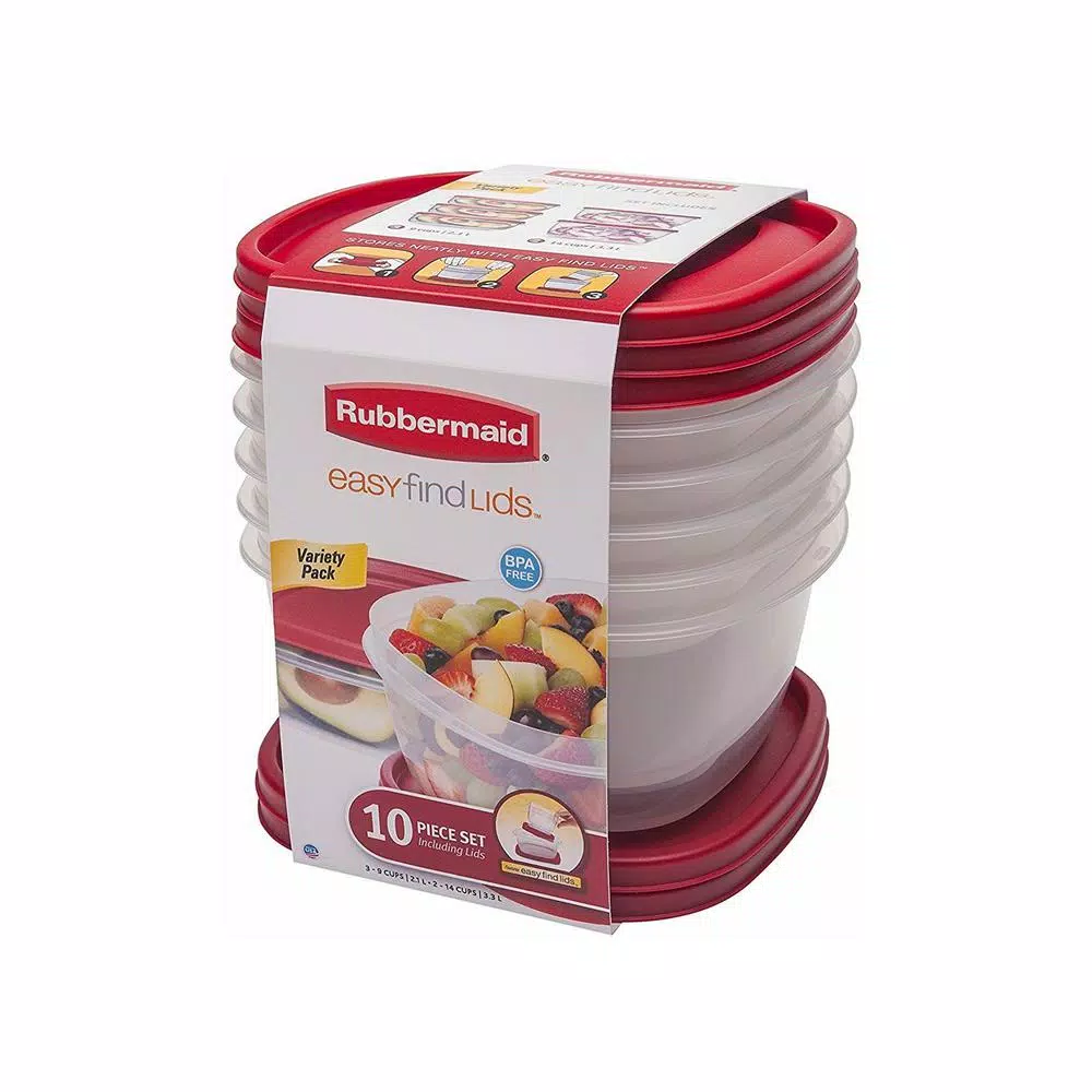 Rubbermaid Easy Find Lids 10-Piece Red Food Storage Container Set 4 Rubbermaid Easy Find Lids 10-Piece Red Food Storage Container Set - Image 2