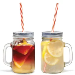 Food Storage Starfrit 12-Piece Glass Mason Jar Set With Eco-Friendly Reusable Straws -Honey Can Do Shop clear starfrit kitchen canisters 843631126325 1f 1000