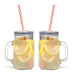 Food Storage Starfrit 12-Piece Glass Mason Jar Set With Eco-Friendly Reusable Straws -Honey Can Do Shop clear starfrit kitchen canisters 843631126325 44 1000