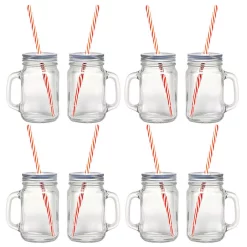 Food Storage Starfrit 12-Piece Glass Mason Jar Set With Eco-Friendly Reusable Straws