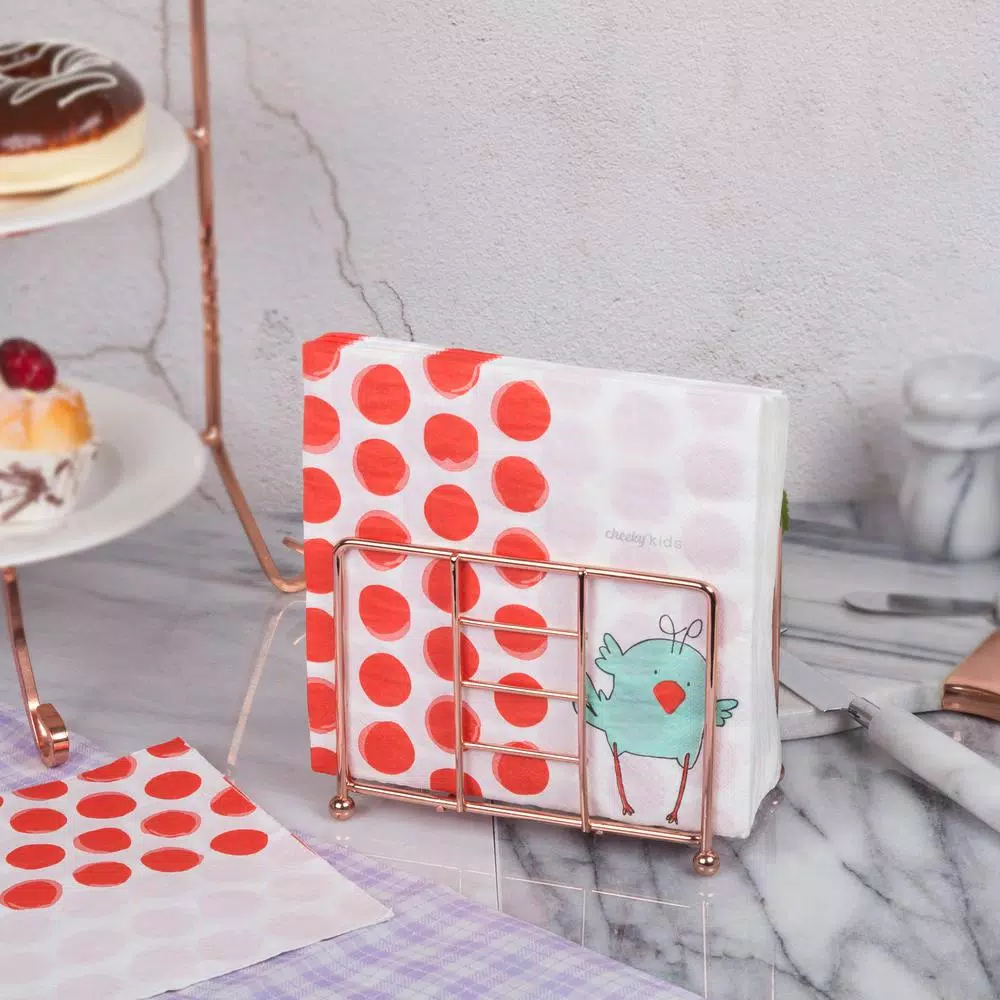 Countertop Storage Creative Home Copper Plated Metal Napkin Holder Kitchen Table Tissue Dispenser, 5-1/2 X 3-1/4″ X 4-3/8″ H 5 Countertop Storage Creative Home Copper Plated Metal Napkin Holder Kitchen Table Tissue Dispenser, 5-1/2 X 3-1/4″ X 4-3/8″ H - Image 3