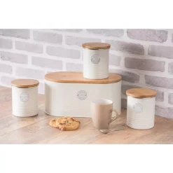 Food Storage Mason Cash Living Coated-Steel Cream Cookie Storage -Honey Can Do Shop cream kitchen canisters 1401 744u 31 1000