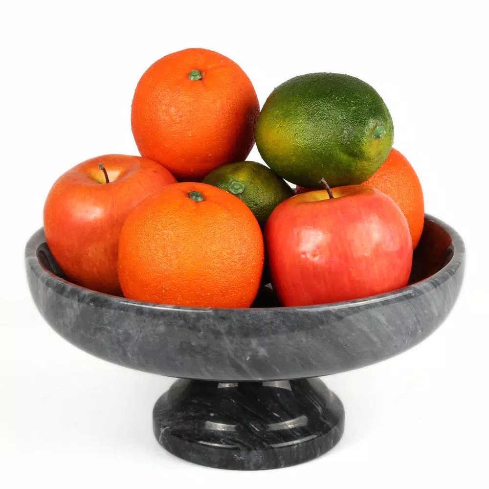 Countertop Storage Creative Home Natural Black Marble Fruit Bowl On Pedestal 4 Countertop Storage Creative Home Natural Black Marble Fruit Bowl On Pedestal - Image 2