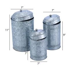 Food Storage Benzara 3-Piece Rustic Metal Galvanized Canisters -Honey Can Do Shop distressed rustic benzara kitchen canisters bm120150 44 1000
