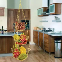 Countertop Storage Fox Run Gold 3-Tier Hanging Fruit Basket -Honey Can Do Shop fox run fruit baskets 48779 31 1000